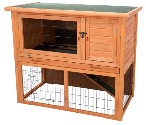 Trixie 62302 natura Kleintierstall mit Freilaufgehege, 116 × 97 × 63 cm, braun