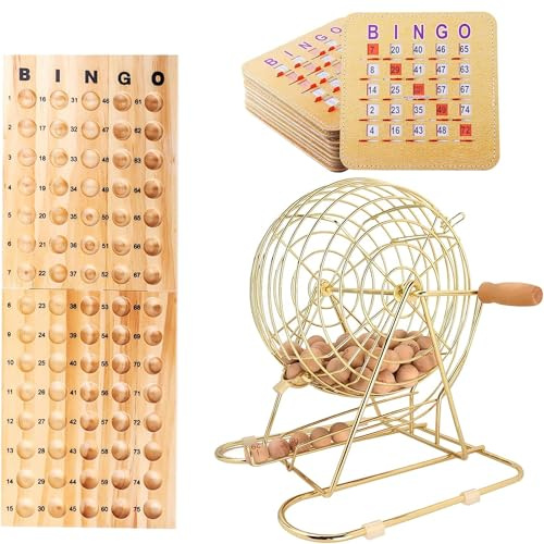 GSE Games & Sports Expert Deluxe-Bingo-Spiel-Set mit Masterboard, Bingokugeln und Bingo-Karten (messingfarben/schwarz), messing
