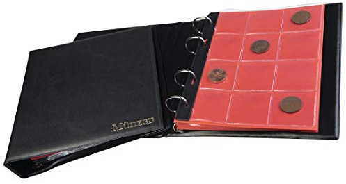 MC.Sammler Münzalbum für Münzen Aufbewahrung - 120 Taschen - Sammelalbum für Sammler - Album für Sammlermünzen bis 43 mm z.b. 10 Euro - Schwarz