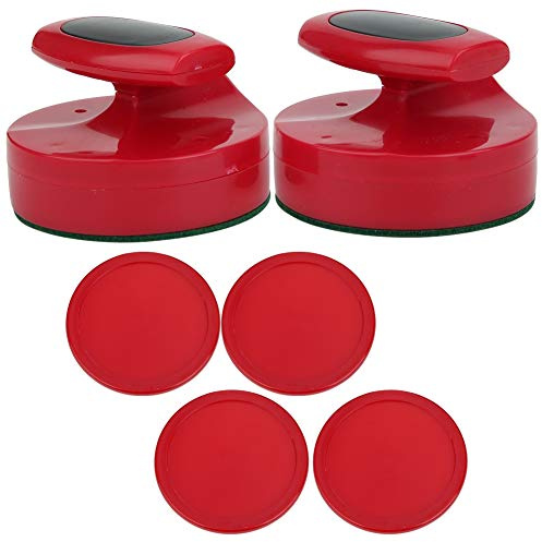 Haofy Hockey Air Puck, Hockey Game Table 94Mm Slider Pusher Set with 4 Pucks Accessories Large Size Red