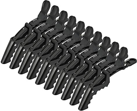 10 Stück Haarspangen für Friseur Abteilklammern Krokodil-HaarKlammern Professionelle Styling Spange (Schwarz)