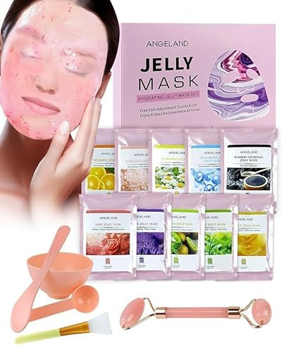 Jelly Mask Powder für Gesicht, Hydrating & Moisturizing Jelly Face Maske, Professionell Spa Nutzung Peel Off Face Mask Powder, Tiefenwirksame Hydratation & Glow für alle Hauttypen (10 Pack)