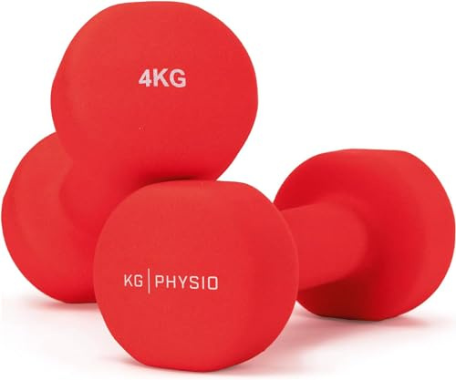 KG PHYSIO Neopren Hanteln Set - Inkl. Fitnessposter mit 32 Übungen, schweißabweisendes Kurzhanteln 2er Set aus Gusseisen, rutschfeste & griffige Fitness Gewichte für Frauen und Männer