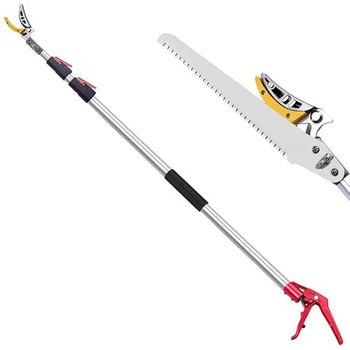 FLORA GUARD Teleskop Hochentaster 1,4-3,05 m mit Astschere & Säge | Ausziehbare Astsäge mit SK5 3D-Zahnung für hohe Äste, Baumschnitt und Obsternte im Garten