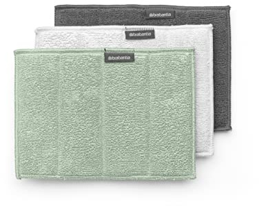 Brabantia - Sinkside Reinigungstücher Mikrofaser - Maschinenwaschbar - Saugt das 7-Fache Seines Eigengewichts Auf - Für die Reinigung von Geschirr, Arbeitsflächen & Spiegeln - 3er Set