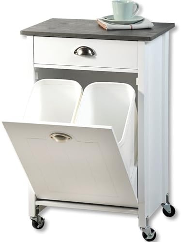 Kesper| Küchenwagen mit Mülltrennsystem, Material: Faserplatte, Maße: B 50 x H 79 x T 37 cm, Farbe: Weiß, Grau | 25527 13