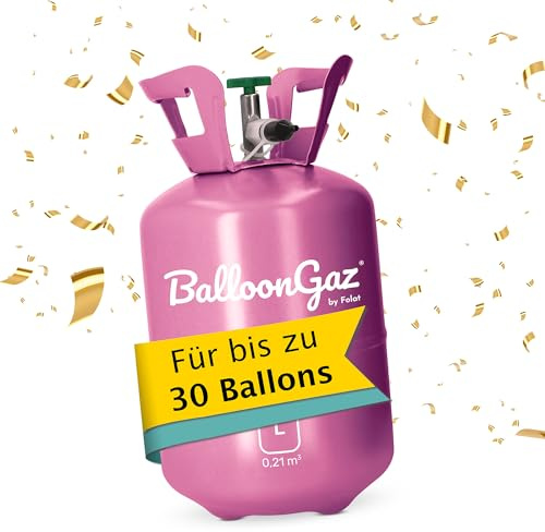 Helium Gasflasche für 30 Luftballons - Helium Balloon Gas für bis zu 30 Folienballon – BalloonGaz L Folat 25202 ballongas für Geburtstag, Hochzeit, Party inkl. Informationsblatt