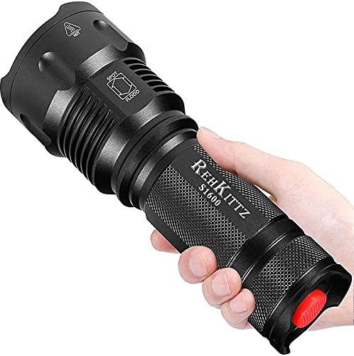 REHKITTZ LED Taschenlampe Extrem Hell,3300 Lumen,Handlampe Zoombare Taschenlampen für Camping,Ausrüstung,Outdoor,Zoombarer Einstellbarer Fokus
