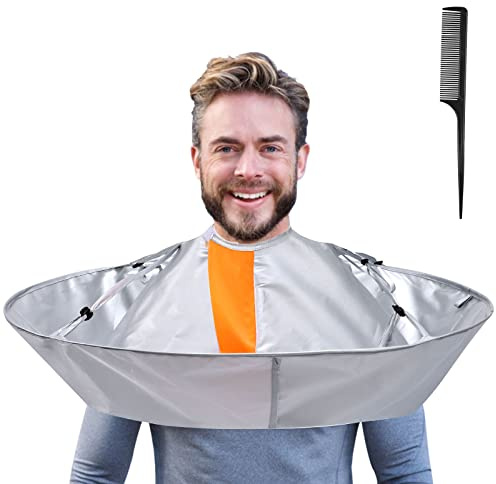 Lictin Friseurumhang, Haar Schneideumhang Regenschirm, Wasserdichter und faltbarer Umhang Silbrig Friseurbedarf Umbrella Cape Friseur zubehör für Haarstyling