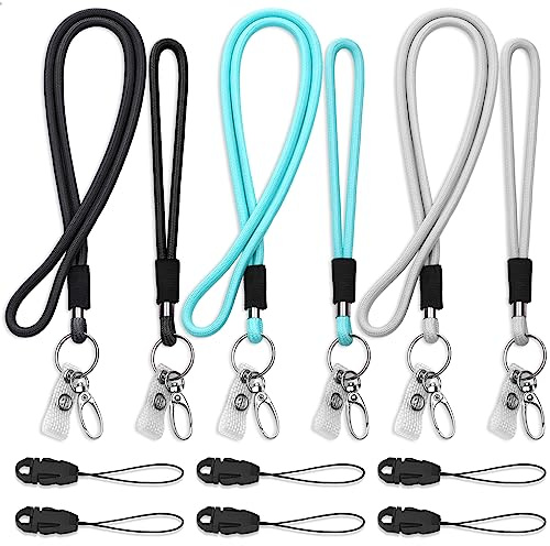 VEVOQIM 6 Stück Schlüsselband,3 Farben Schlüsselband Lang und Kurz | Umhängeband mit Mini Abnehmbare Schnalle,Karabinerhaken,Vinyl-ID-Band,Schlüsselbänder Lanyard für Herren Damen Kinder