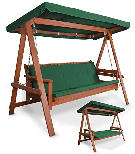 HECHT Hollywoodschaukel Baharu Lux Garten-Schaukel Meranti-Holz 4-sitzer (ca. 235 x 120 x 178 cm (BxTxH))