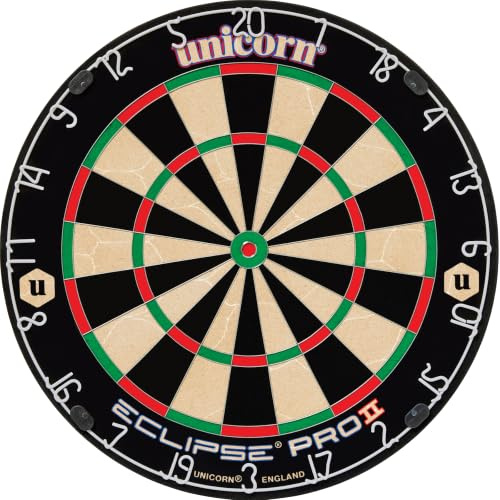 Unicorn Eclipse Pro Dartscheibe mit 2 Borsten und professionellem Sisal und High Definition Spider, professionelle Dartscheibe für Erwachsene, ultradünne Draht- und Klammerfreie Konstruktion