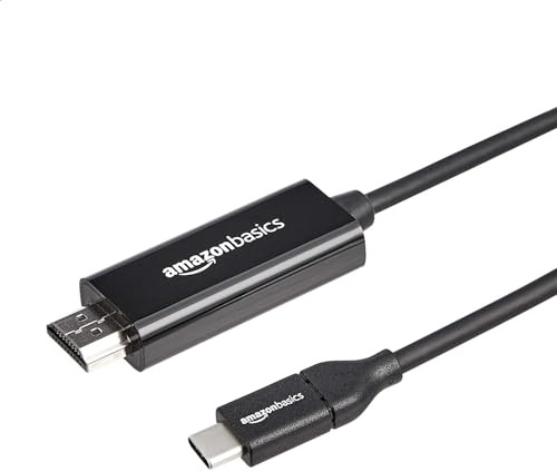 Amazon Basics Unidirektionaler Kabeladapter USB-C-(Quelle) auf HDMI (Display) (Thunderbolt 3-kompatibel) 4K@30Hz, 1,8m, Schwarz