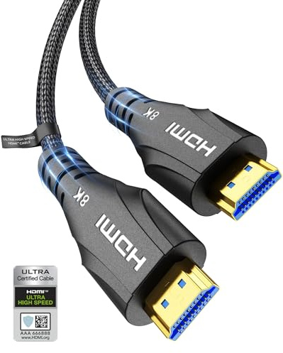 Cratree HDMI Kabel 3 Meter - 8K Zertifiziert Ultra High Speed HDMI Kabel - 48Gbps, 8K 60Hz, 4K 120Hz, Geflochten, eARC, ARC, HDCP 2.2 2.3 - Kompatibel mit PS5, Monitor, UHD TV