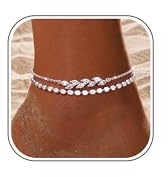 CASSIECA Fußkette Damen Silber 925, Fussketten für Frauen Einstellbar Geschichtet Wasserdicht Fußkettchen Damen Geschichtetes Herz Perlen Tennis Fußkettchen Fußschmuck Silber