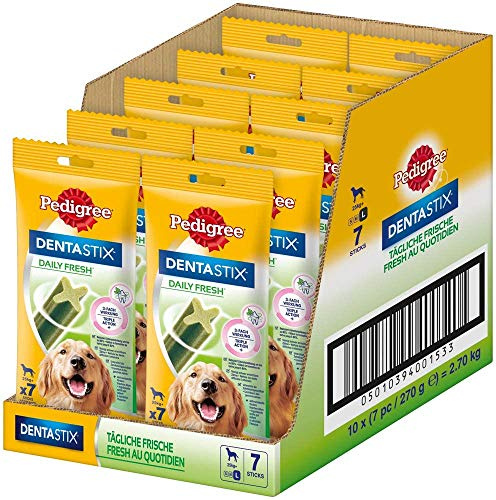 Pedigree DentaStix Fresh Hundeleckerli für große Hunde, Kausnack gegen Zahnsteinbildung, Für gesunde Zähne und einen frischen Atem, 4 er Pack, 4 x 28 Stück