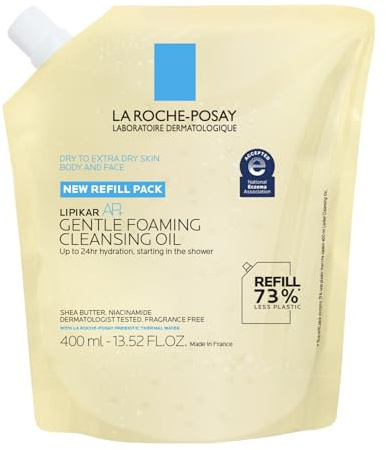 La Roche Posay Lipikar AP+ Dusch- und Badeöl für juckende, trockene oder zu Neurodermitis neigende Haut, hydratisierend mit Aqua Posae Filiformis, Niacinamid und Sheabutter, Nachfüllpack, 400 ml