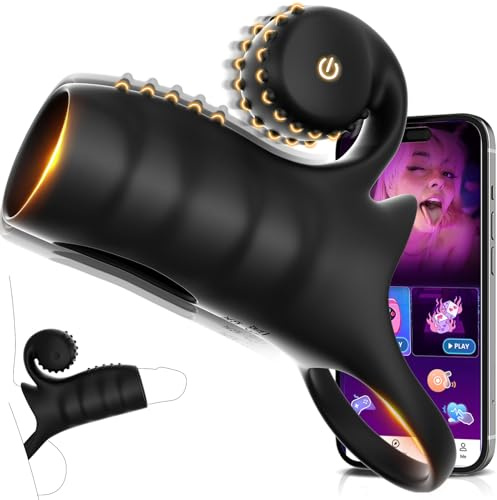 Penishülle Sex Spielzeug für die Paare Extrem Sex Penisring mit Klitorisstimulator, Penis Vibrator Sexspielzeug für Frau Männer Beide Zusammen Penisringe 9Modi Cock Ring für Penisverlängerung Schwarz