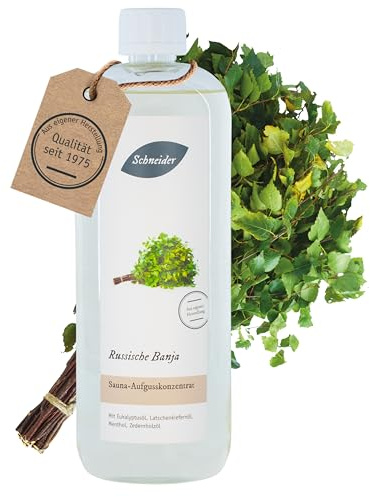 Saunabedarf Schneider Sauna Aufguss Konzentrat Russische Banja - 1000ml, mit naturreinen, ätherischen Ölen, wohltuender Saunaaufguss & langanhaltendes Dufterlebnis