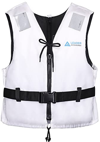 Leader International Schwimmhilfe Erwachsene, Feststoffweste ideal für den Wassersport, Auftriebshilfe bis zu 45N(Weiß M: 50-70kg)