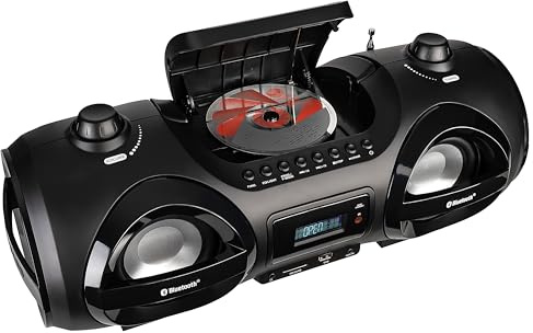 Reflexion CDR900BT, Tragbare HiFi-Stereo Boombox, CD-Player, (2x100 Watt) UKW-Radio, Bluetooth, LCD-Digitalanzeige und Equalizer-Funktion, Mehrfarbiges Discolicht,Schwarz