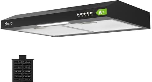 CIARRA CBCB6903D A+ Dunstabzugshaube Unterbau 60cm Umlufthaube Umluft Abluft 3 Leistungsstufen Integrierte Unterschrank Unterbauhaube mit CBCF009 Kohlefilter Schwarz