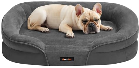Feandrea Hundebett, Hundekissen, für mittelgroße Hunde, 76 x 51 x 18 cm, orthopädisch, wasserdichte Innenschicht, erhöhte Ränder, Abnehmbarer, waschbarer Bezug, rutschfest, schiefergrau PGW281GN01