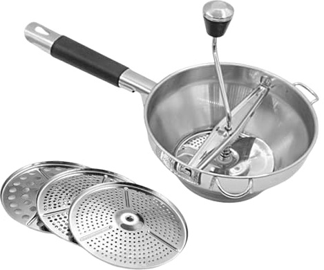 Passiergerät Edelstahl Passiermühle Mit 3 Frässcheiben, Manueller Kartoffelpresse Passiersieb Kartoffelstampfer Für Ketchup, Apfelmus, Kartoffelpüree, Pürees 38x19x8cm