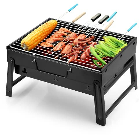 Grill Tragbarer BBQ Holzkohlegrill Smoker Grill für Outdoor Kochen Camping Wandern Picknick Rucksackreisen