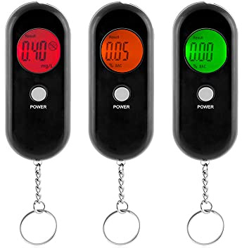 InnovaGoods - Tragbarer Alkoholtester, Vermeidet Alkoholexzesse, Leicht & Handlich, 3-Farben-Beleuchtung, Schwarz, ABS Material
