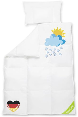 Koru Kids®️ Bettdecken-Set Kinder - Daunendecke 100x135 cm mit Kinder Kopfkissen 40x60 cm - 100% deutsche Daunen – Baby Bettdecke - waschbar bis 60° - Oeko-TEX - Kinderbettdecke