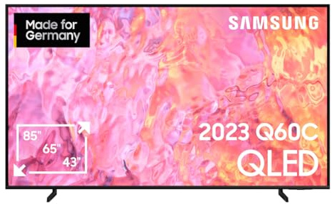 Samsung QLED 4K Q60C 65 Zoll Fernseher (GQ65Q60CAUXZG, Deutsches Modell), Quantum-Dot-Technologie, Quantum HDR, AirSlim Design, Smart TV [2023]