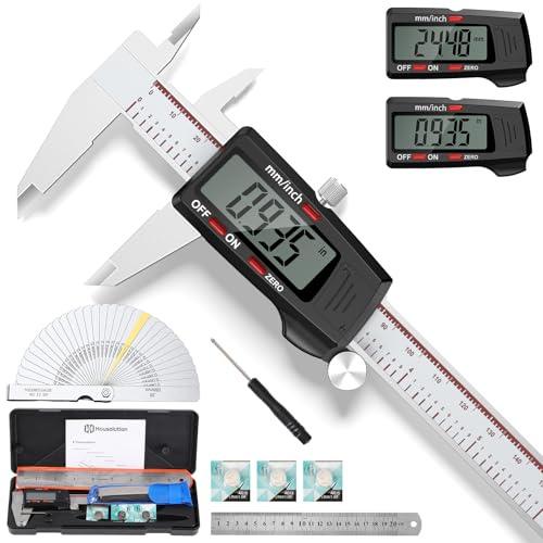 Housolution Digitaler Messschieber 6 Zoll Mit Großem LCD-Bildschirm, Zoll/MM, 4 Messwege, Auto-Off, Edelstahl-Mikrometer für Drucker, Juweliere, Holzhandwerker