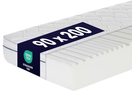 Ortho-Relax Wendematratze 90x200 cm, 23 cm hoch, 7-Zonen-Komfortschaum, Härtegrad H4 & H5, 100-Nächte-Probeschlaf, Weiche & Feste Seite, Öko-Tex 100