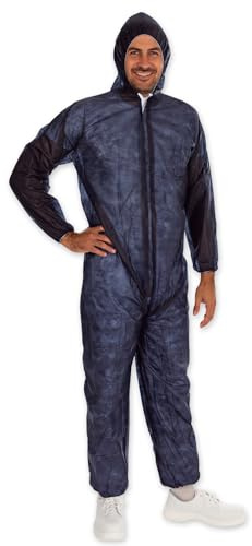 FRANZ MENSCH 50 Stück Hygonorm Overalls Light mit Kapuze | PP, dunkelblau, XXL, Karton, Einweg Overall, Hygienebekleidung, Schutzanzug