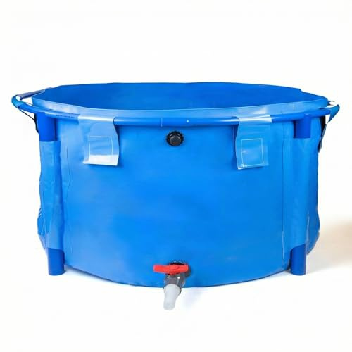 Pondlife Faltbecken für Koi, Rundbecken 1500 Liter, Ø 180 cm x H 60 cm, UV-beständige gewebeverstärkte PVC-Folie, Innen & Außen, randstabil mit Stützbeinen, faltbar für Quarantäne/Überwinterung