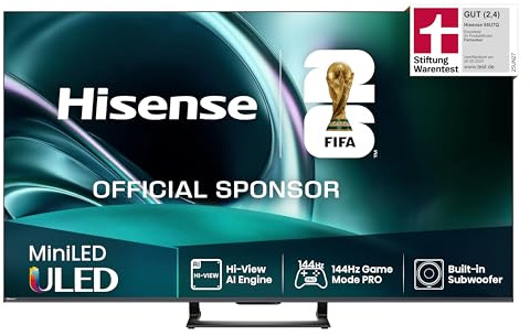 Hisense 55U7Q 55-Zoll 4K Mini-LED ULED Smart TV | Hi-View KI-Engine, 144Hz Game Mode Pro, FreeSync Premium, Subwoofer, Dolby Vision IQ Atmos, AirPlay, Sprachsteuerung
