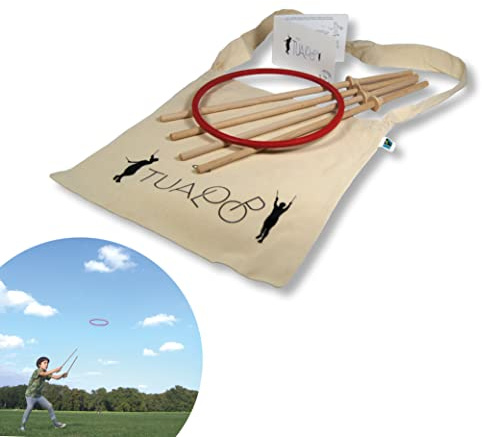 TicToys Tualoop Ringwurfspiel Set für 2 Spieler – Outdoor Spaß aus Biowerkstoff | Ideal für Garten, Park und Strand | Nachhaltiges Holzspielzeug