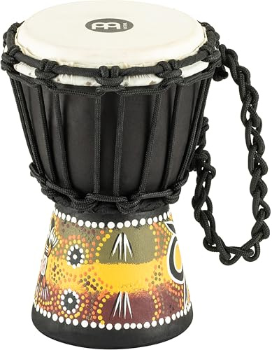 Meinl Percussion African Style Mini Djembe, Mehrfarbig (HDJ7-XXS) | Handbemalt, Höhe 8 Zoll, Durchmesser 4,5 Zoll, mit Nylonseilen, Ziegenfell, Mahagoni