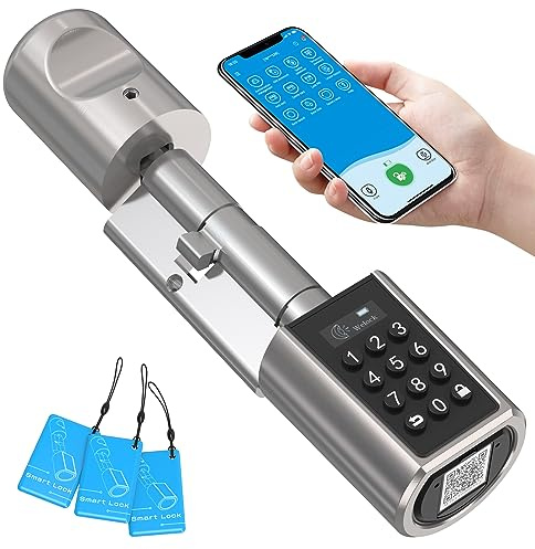 WELOCK PCB01 Elektronisches Türschloss Haustür für Türen von 50-100 mm | Elektrisches Türschloss mit Code, App, RFID-Karte, und Wifi (WIFIBOX Erforderlich), Inklusive Wasserdichter Silikonhülle
