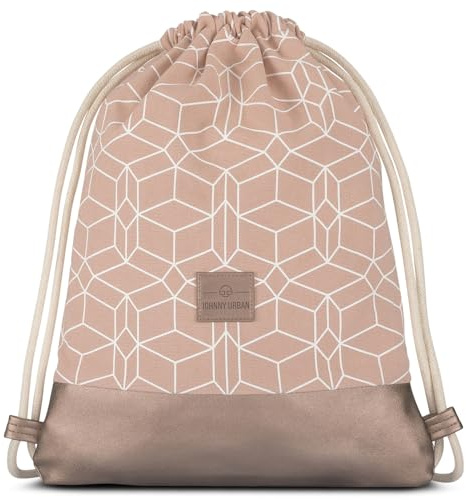 Johnny Urban Turnbeutel Hipster Noah Baumwoll Gymsack Gym Bag Beutel Sportbeutel Rucksack für Damen & Herren mit Innentasche - Aus robuster Baumwolle und veganem Leder, Einheitsgröße