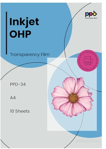 PPD 10 x A4 Inkjet Premium Overheadfolie für vollfarbige Ausdrucke in höchster Qualität PPD-34-10