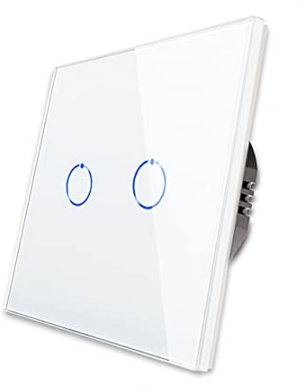 CNBINGO Dimmschalter für LED-Leuchten - Touch Lichtschalter unterputz | Dimmer schalter Zweifach in Weiß - Wandschalter mit Glas Panel und Status-LED