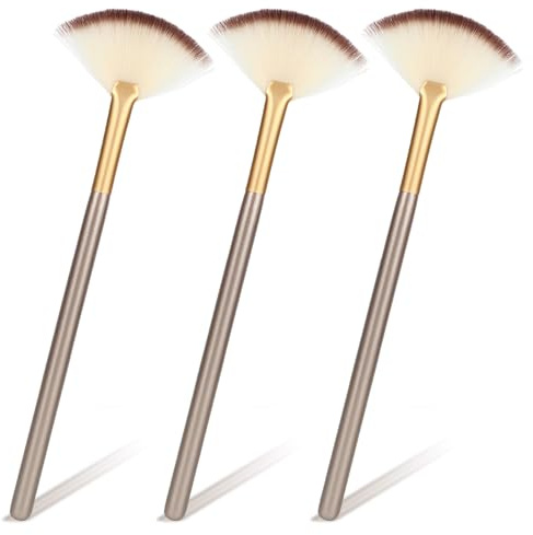 GEEHUA 3 Stück Maskenpinsel Gesicht, Holzgriff Fächerpinsel Kosmetik Make Up für Gesicht Sbehandlungen, Masken Pinsel Fächerpinsel Gesichtsfächer Applikatorpinsel