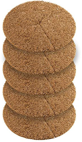 NUGATI Kokos-Mulchscheibe Kübelabdeckung Winterschutz für Topfpflanzen/Pflanzenschutzmatte/Unkrautschutzmatte, Kokosdisk (25cm - 5 Stück)