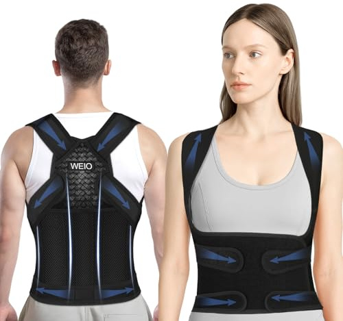 WEIO Rücken Geradehalter Rückenstützgürtel Haltungskorrektur Damen: Verstellbare Haltung Korrektur Gurt für Herren - Atmungsaktive Back Support Corrector - Rücken Geradehalter für Schulter Nacken - L