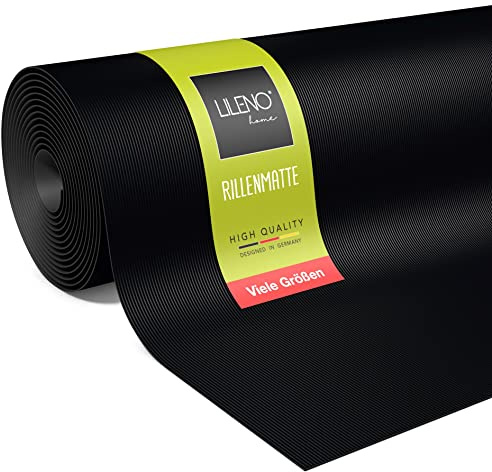 LILENO HOME Rillen Gummimatte Meterware 800x100 cm (2 x 4m) - Gummiläufer Rillenmatte (3mm) als Werkstattboden, Antirutschmatte, Werkbank Auflage u. Bodenmatte - Gummi Matte für Keller, Garage