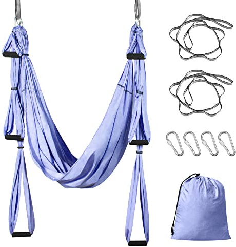 Sotech Yoga-Hängematten-Set, Yoga-Schaukel für Anti-Gravity-Yoga, Inversionsübungen, mit Tragetasche und 2 Verlängerungsgurten, Kapazität 300 kg