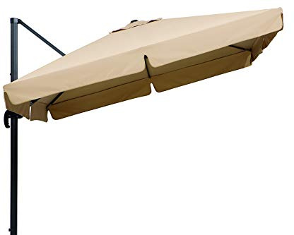 Schneider Sonnenschirm Rhodos, Natur, 300 x 300 cm quadratisch, 782-02, Gestell Alu/Stahl, Bespannung Polyester, 24 kg
