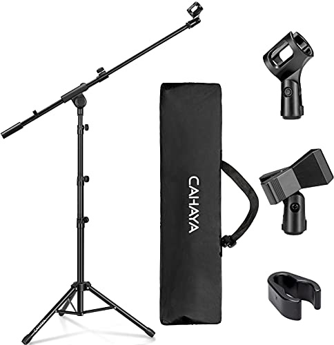 CAHAYA 2 in 1 Dual-Use Mikrofonständer boden Mikrofonstativ mit galgen, mit tragbare Tasche und zwei Mikrofonclips, geeignet für Bühnentreffen, Live-Sprache usw CY0239, Medium